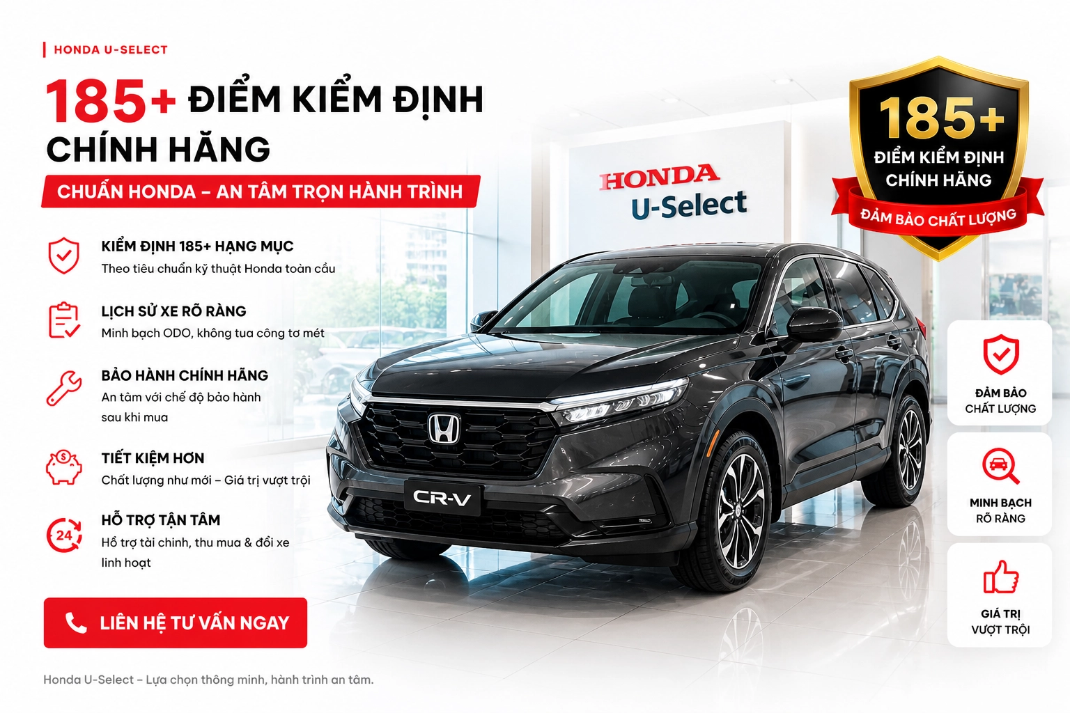 Kiểm định 185 hạng mục xe cũ Honda